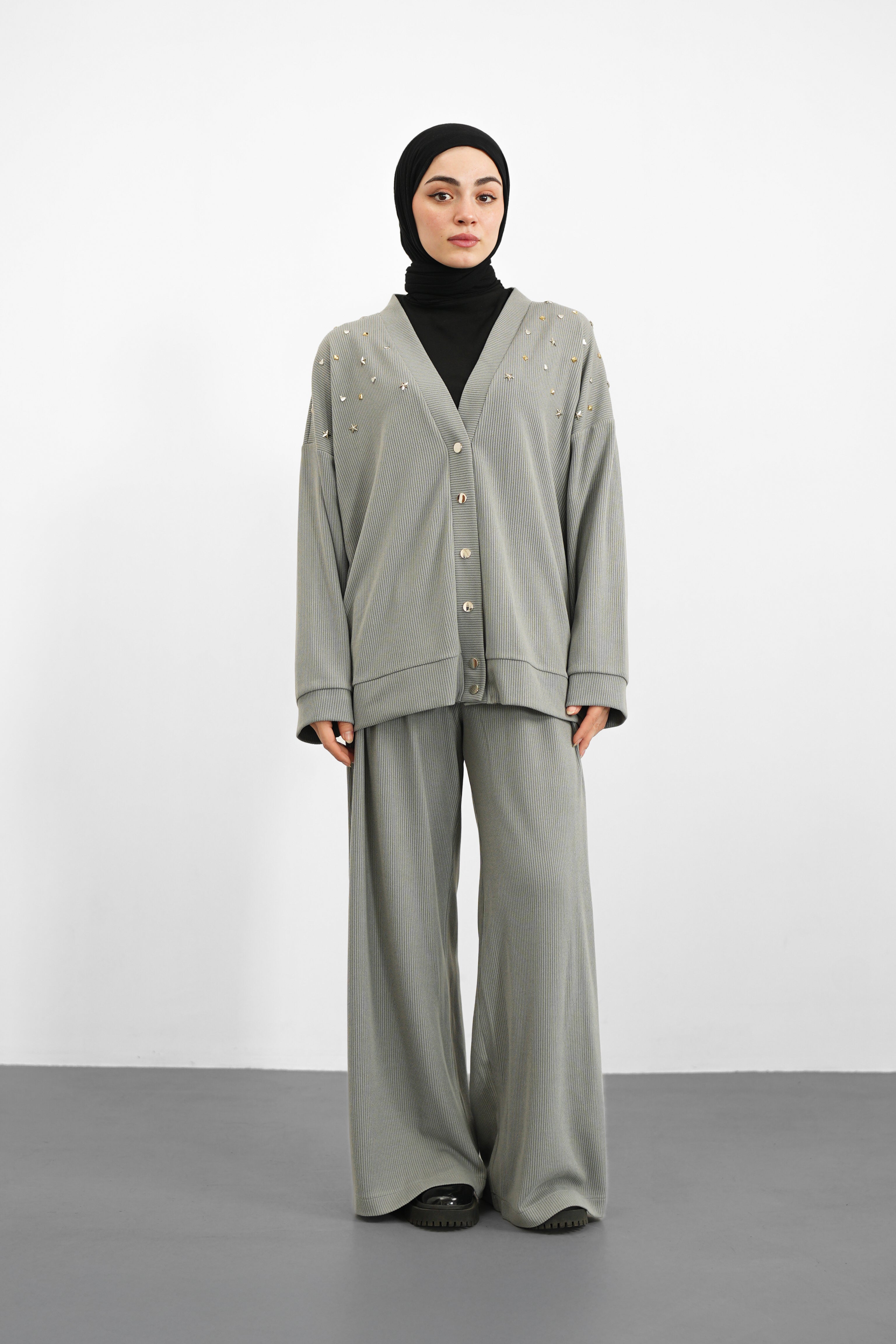 Sky Triko Hırka - Gri