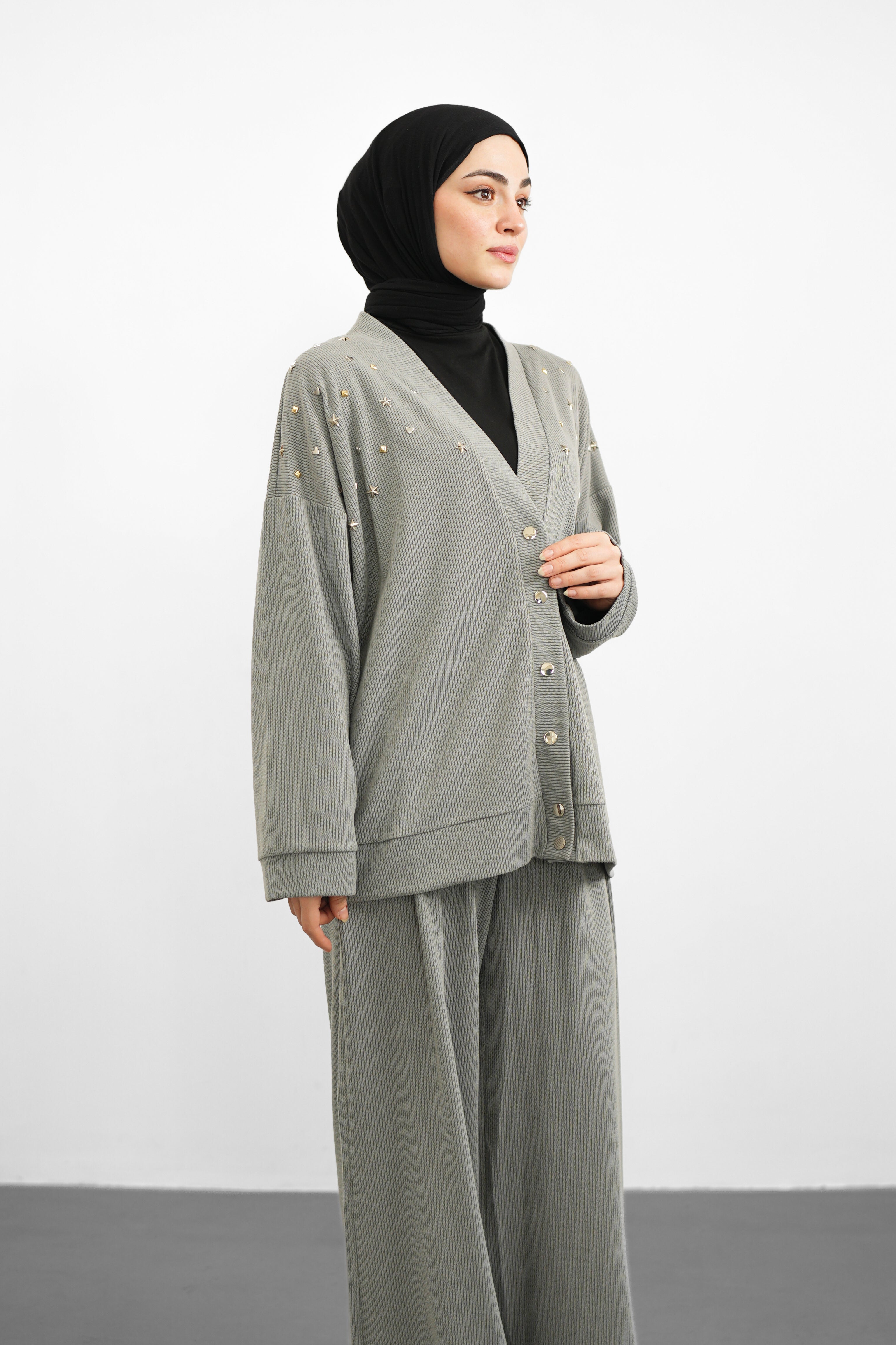 Sky Triko Hırka - Gri