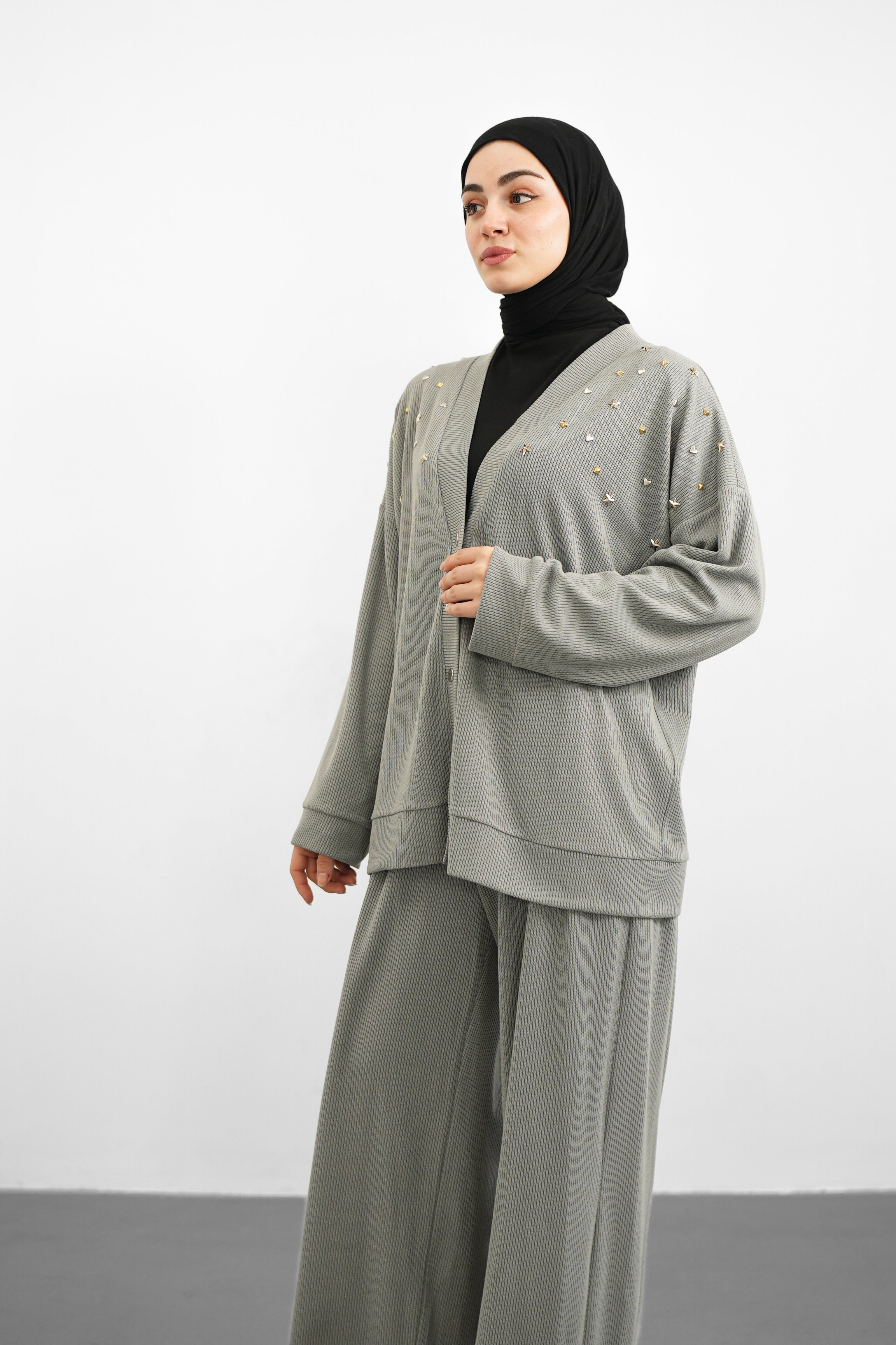 Sky Triko Hırka - Gri