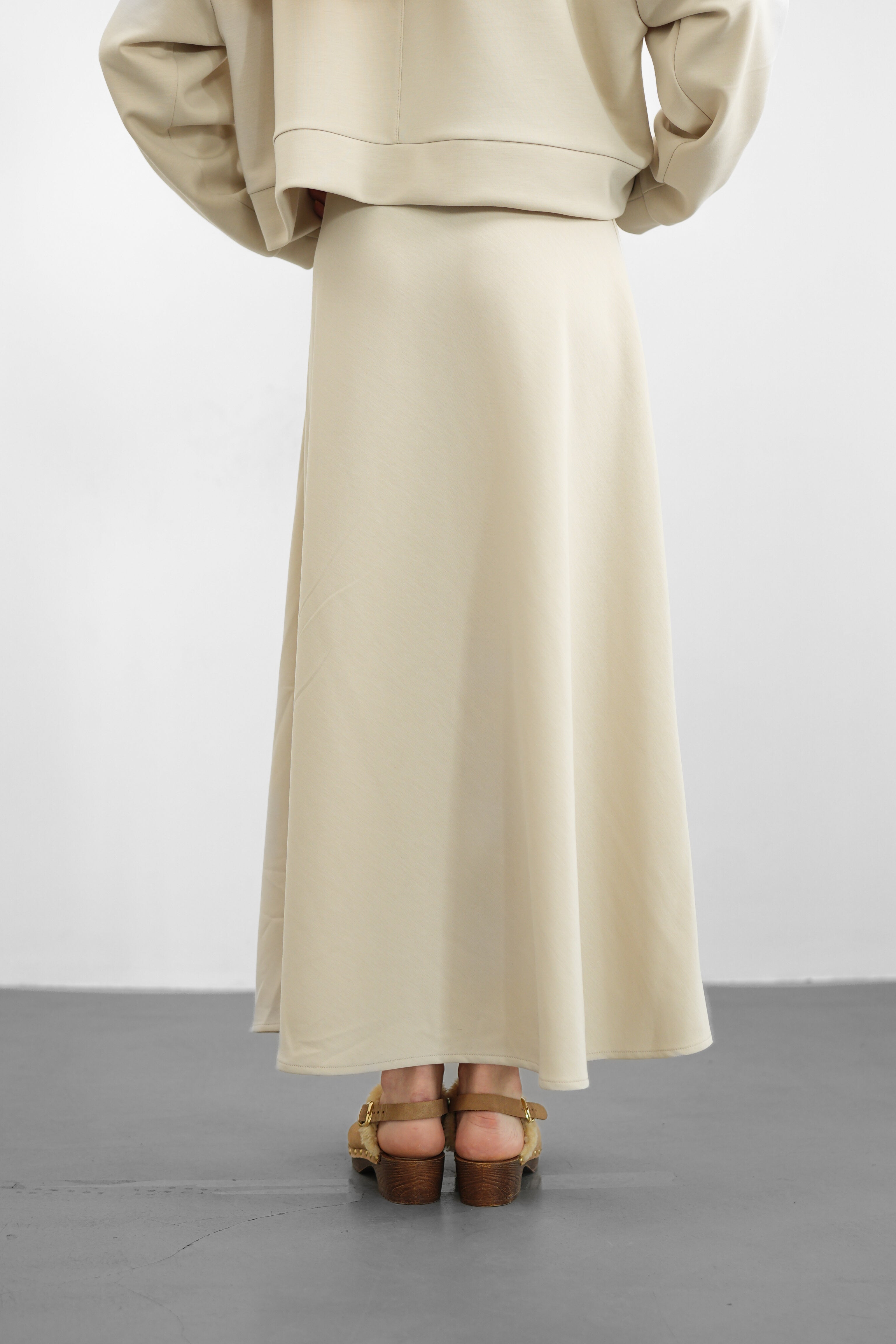 Tencel Kumaş Uzun Etek - Taş