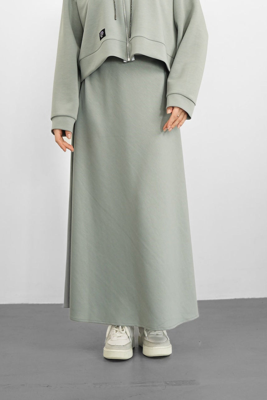 Tencel Kumaş Uzun Etek - Gri