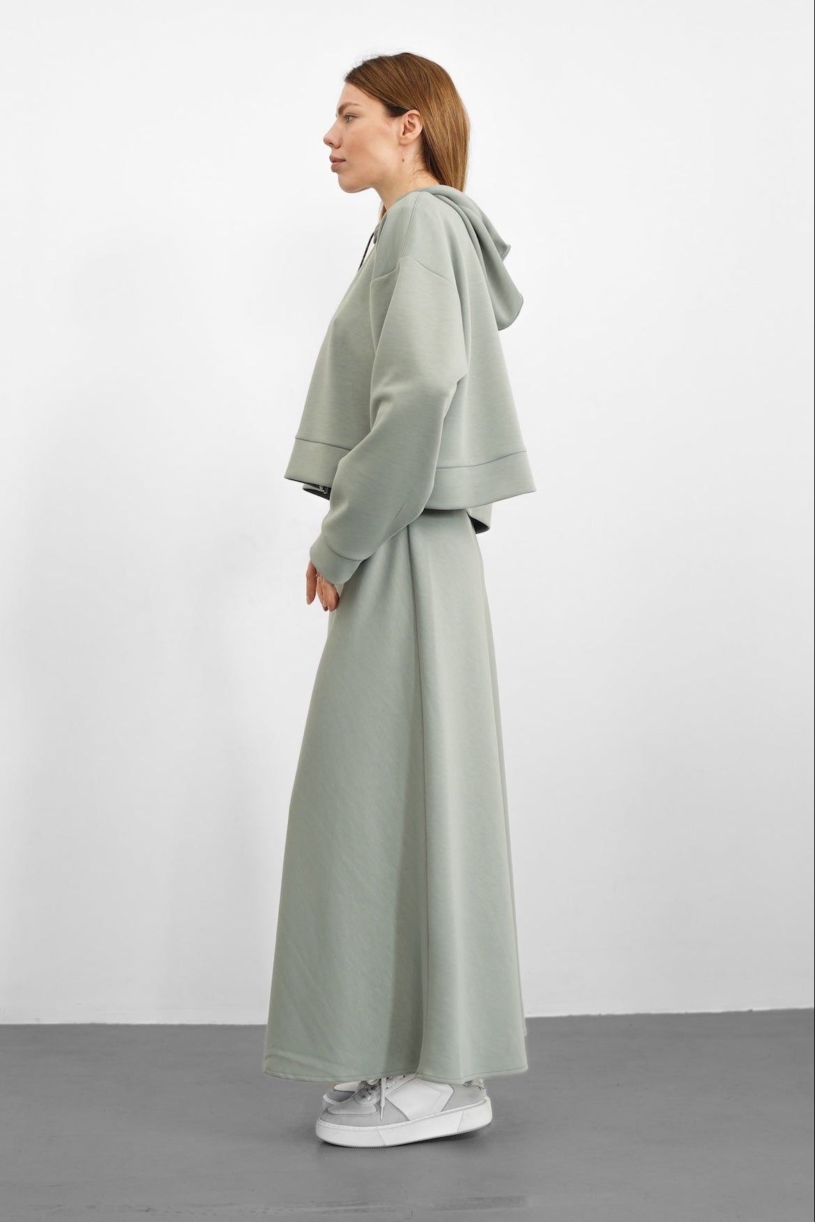 Tencel Kumaş Uzun Etek - Gri