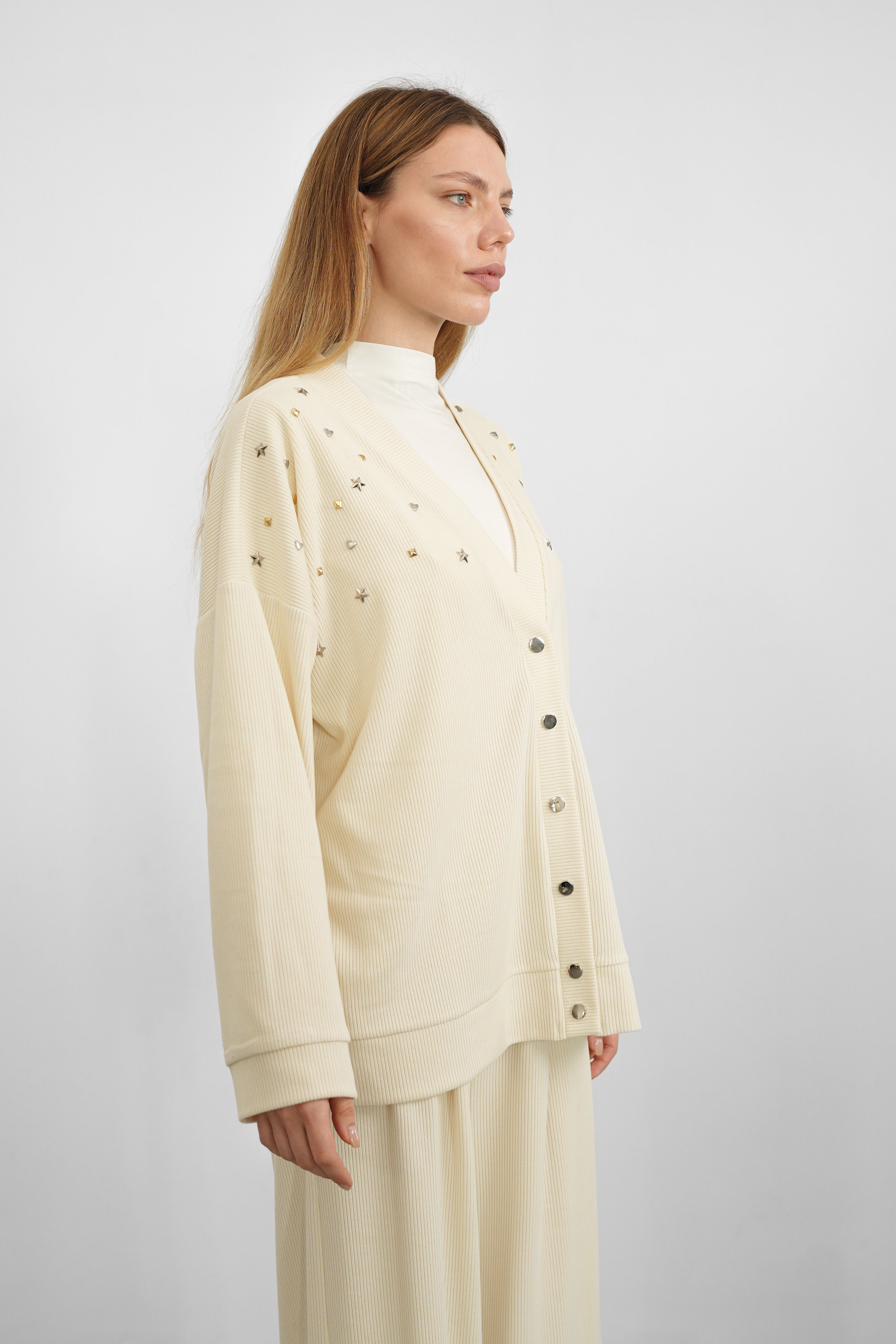 Sky Triko Hırka - Taş