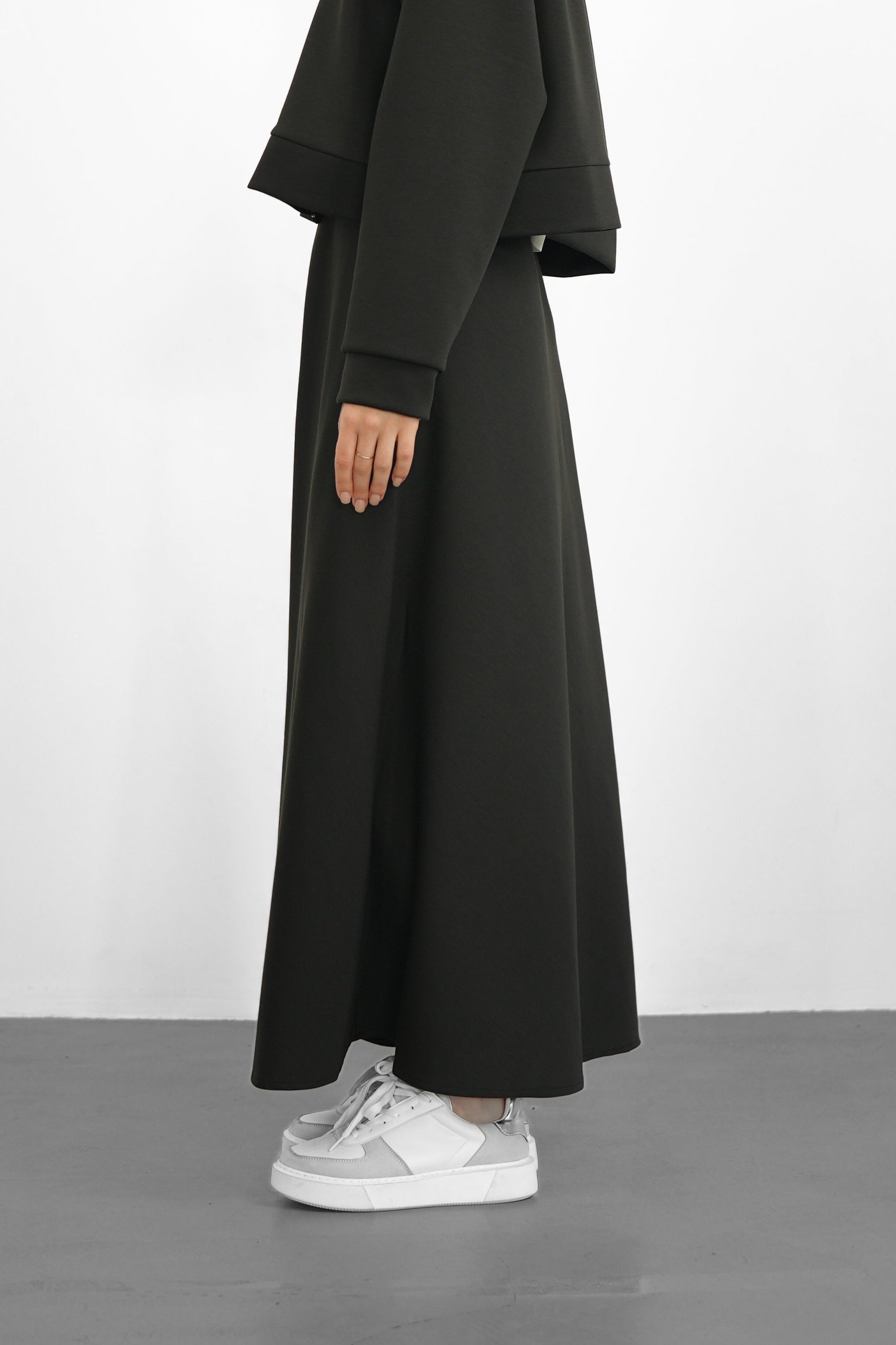 Tencel Kumaş Uzun Etek - Siyah