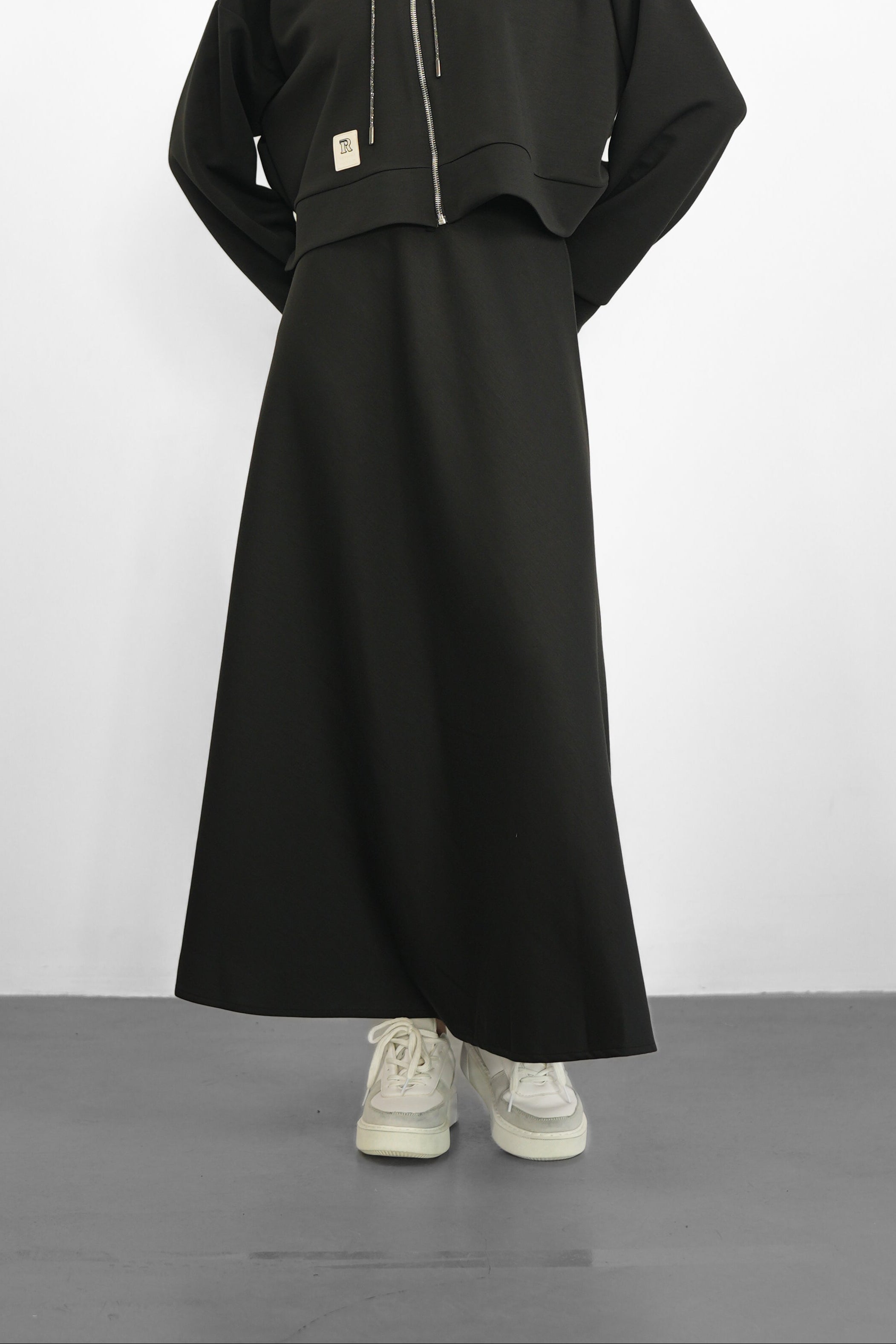 Tencel Kumaş Uzun Etek - Siyah