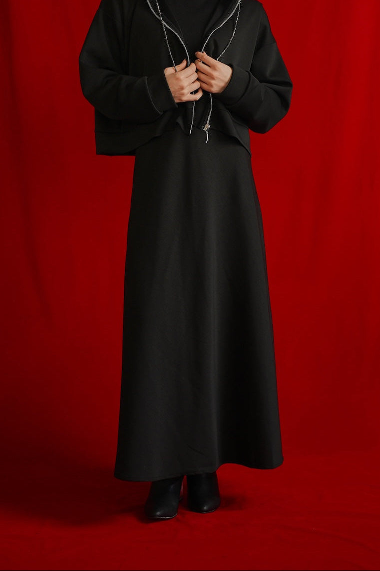 Tencel Kumaş Uzun Etek - Siyah