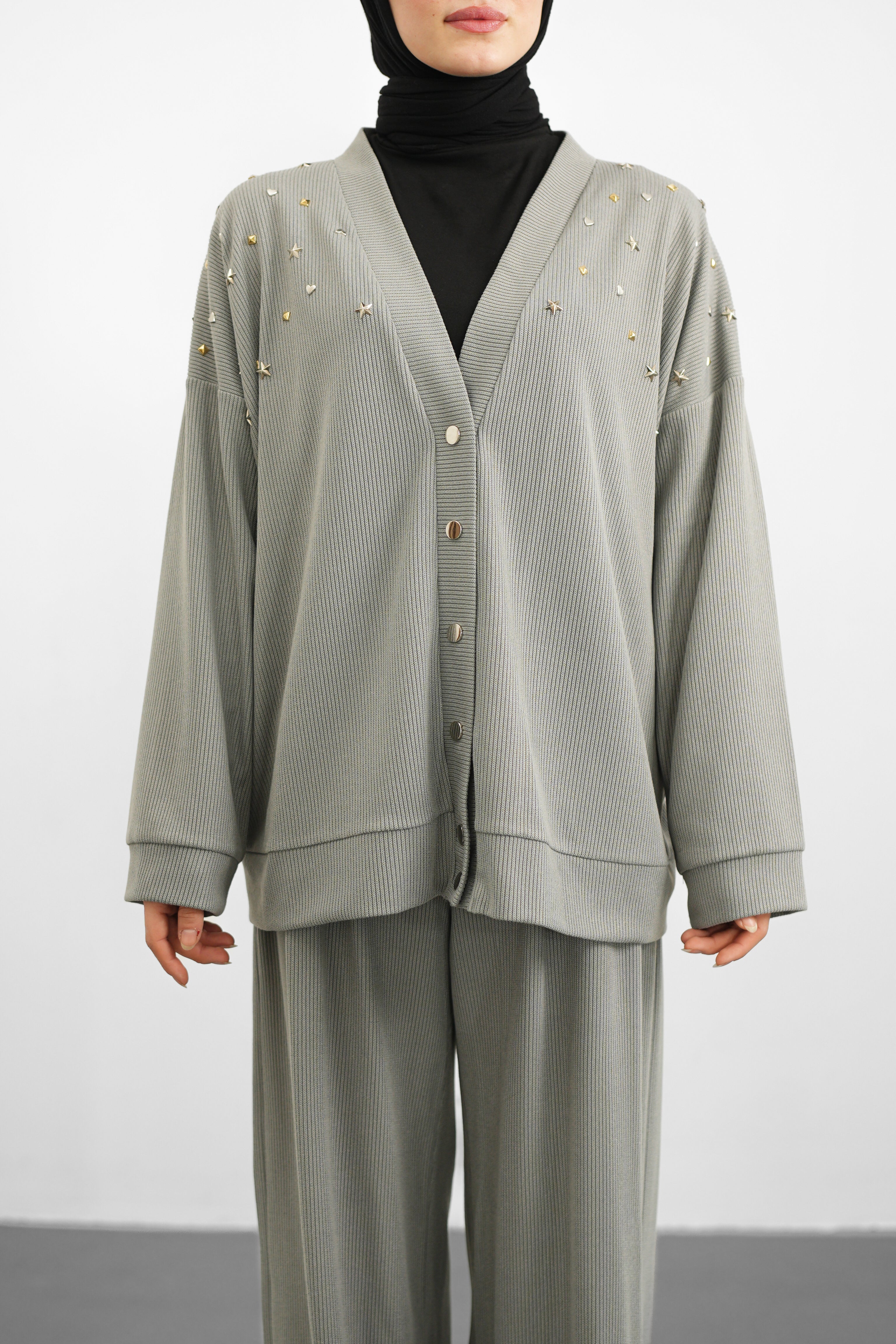 Sky Triko Hırka - Gri