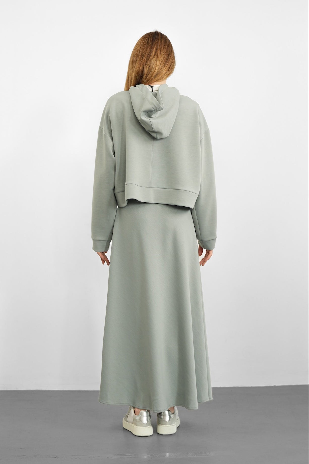 Tencel Kumaş Uzun Etek - Gri