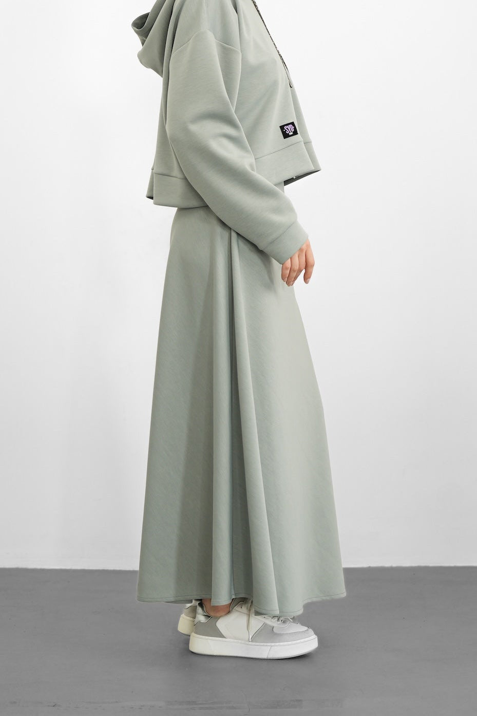 Tencel Kumaş Uzun Etek - Gri