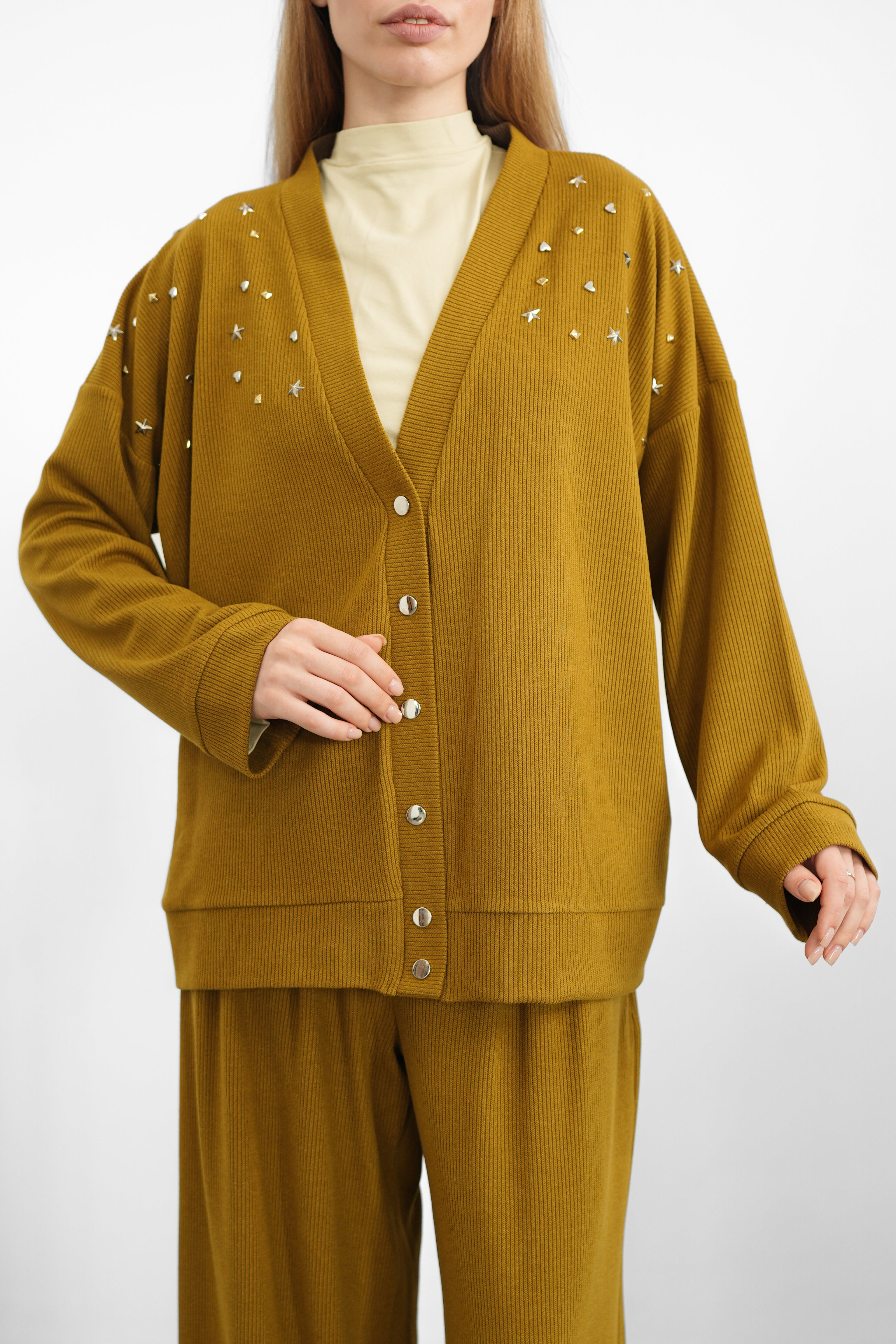 Sky Triko Hırka - Yağ Yeşili