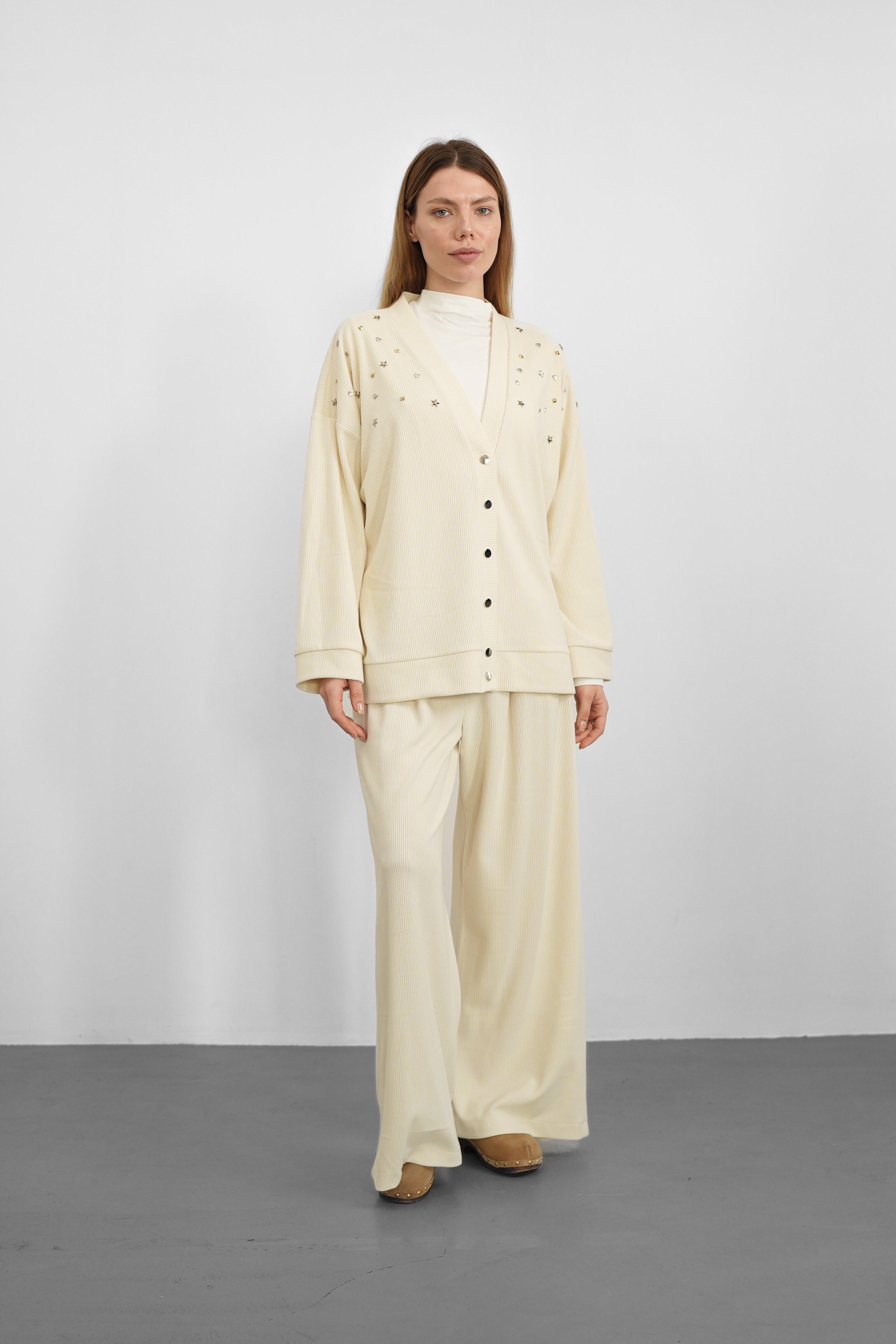 Sky Triko Hırka - Taş