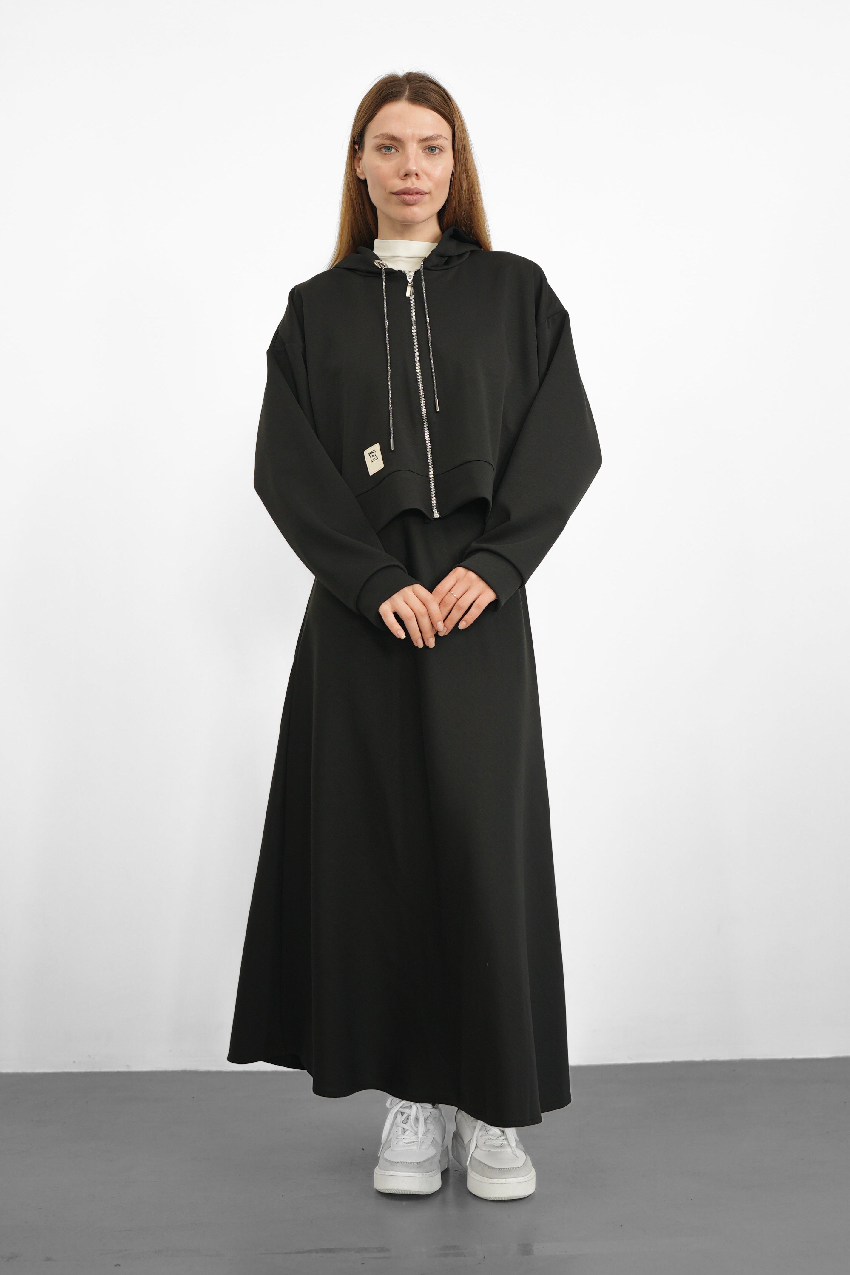 Tencel Kumaş Uzun Etek - Siyah