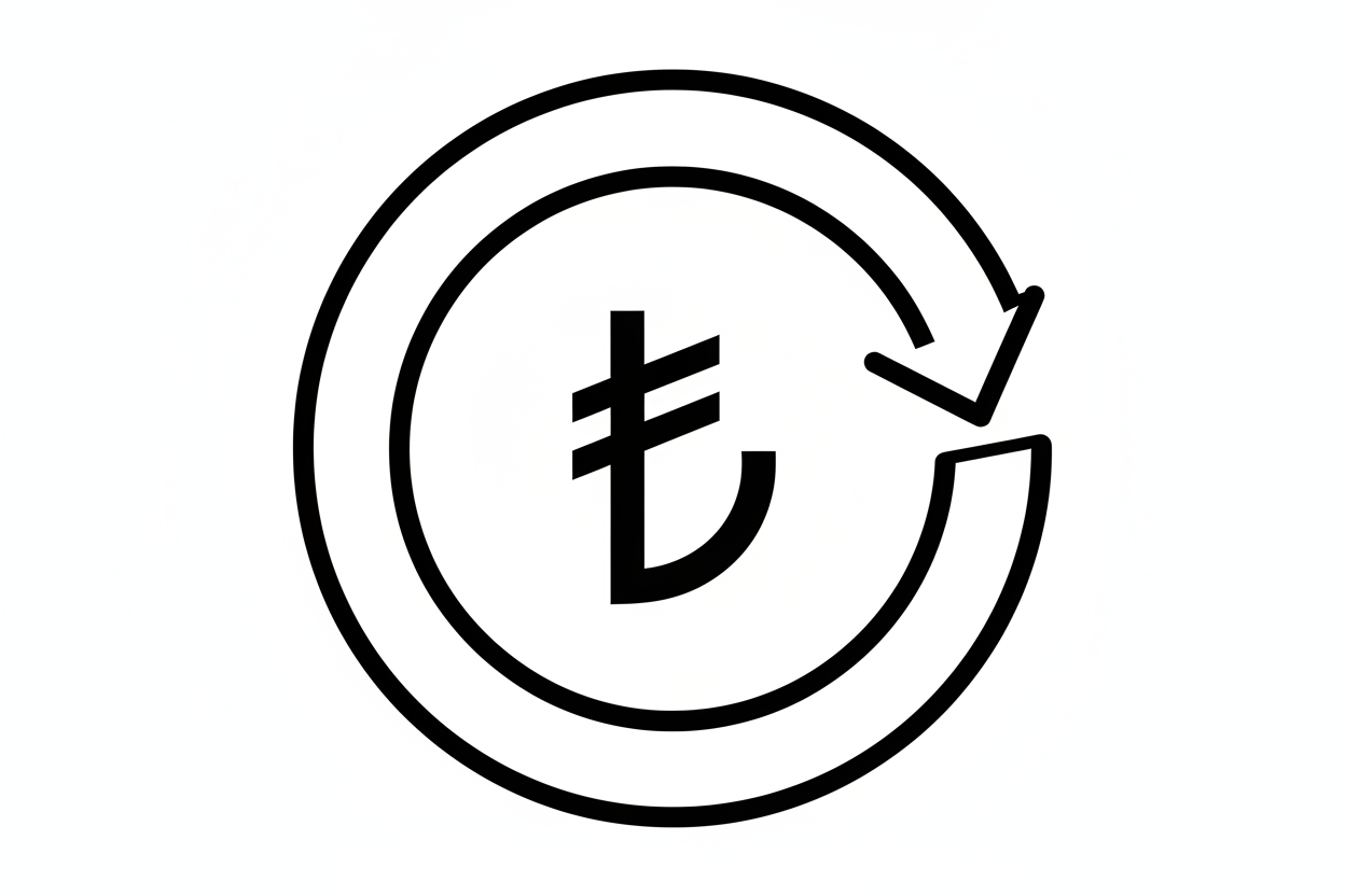 free refund icon with TL and black and white